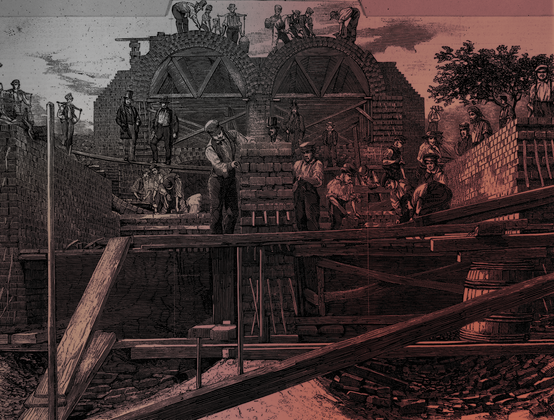 Construction of the London sewerage system, c. 1860.