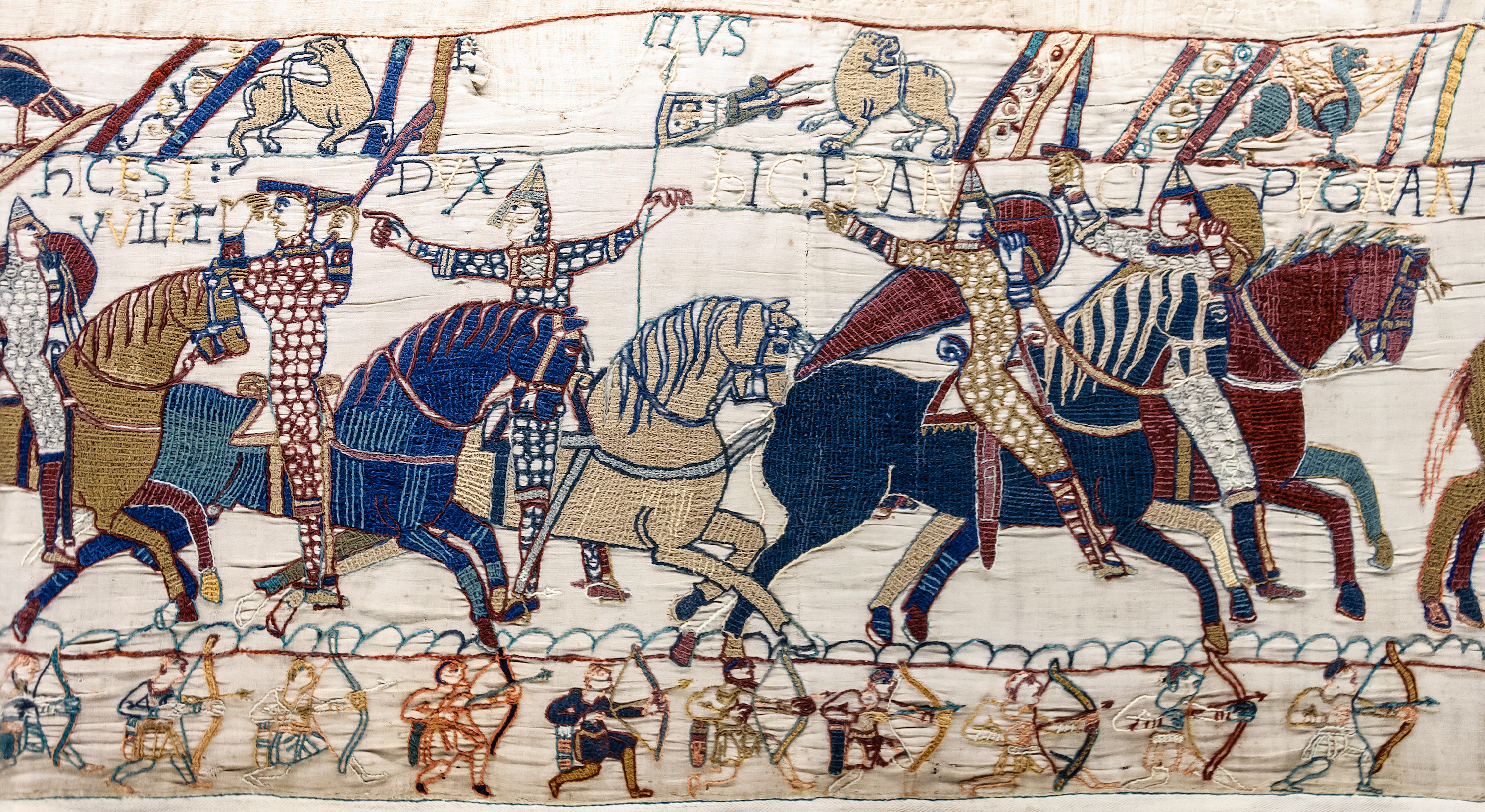 Bayeux Tapestry scene showing Norman cavalry charging at the Battle of Hastings